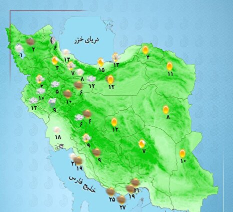 بارش برف و باران در اکثر مناطق کشور