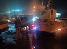 ترافیک نیمه‌سنگین آزادراه قزوین ـ کرج به دلیل واژگونی نیسان و ایسوزو