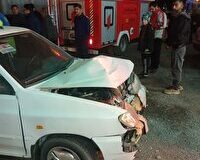 تصادف زنجیره‌ای ۶ خودرو