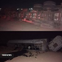 واژگونی تانکر ۲۵ هزار لیتری مازوت در محور قروه–بیجار