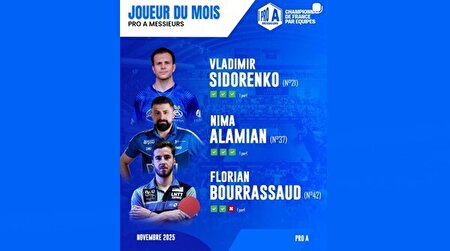 عالمیان بهترین بازیکن ماه لیگ تنیس روی میز پرو A فرانسه