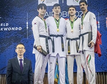 نشان برنز جهان بر گردن تکواندوکار فارسی